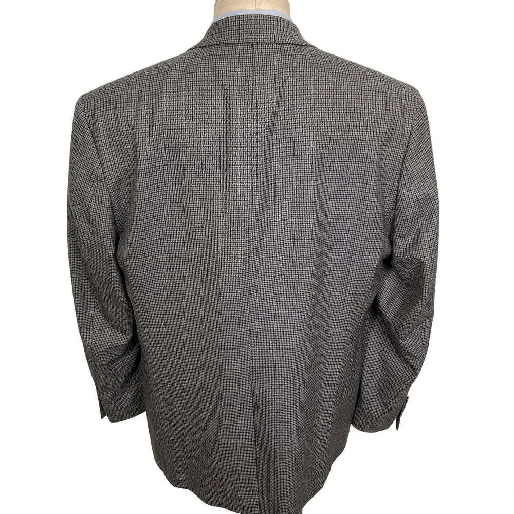 Lauren Ralph Lauren Blazer Mens 46L Gray Houndstooth Micro Check 2 Button Preppy